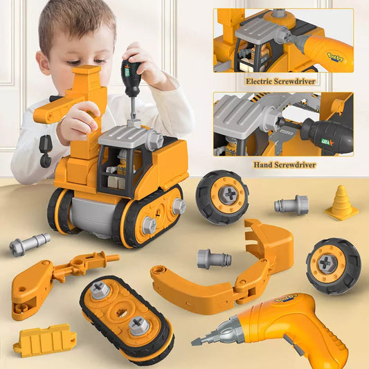 Kids Engineering Vehicle Electric Drill Tool Toys Match Children Educational Assembled Sets Tools For Boys Nut Building Gift